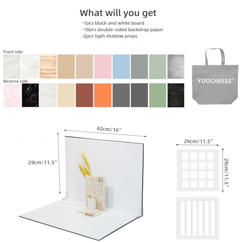 Photography Backdrop Product Photo Background: 10pcs/20pattern Small Product Photoshoot Props kit for Food Jewelry Mini Items Picture. (16.5x11.7inch Board Plus) - color: Light