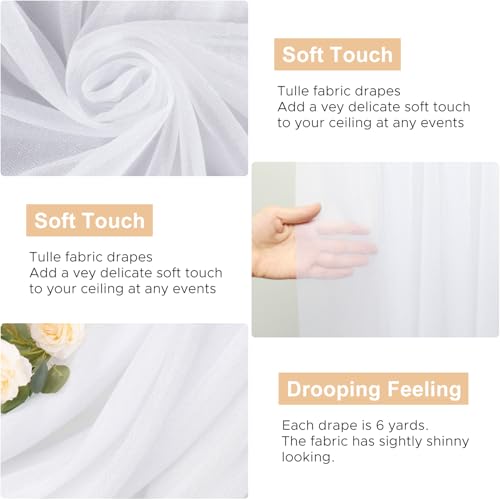 Wokceer White Wedding Arch Draping Fabric Backdrop 28.7" X 20FT Sheer Drapes Fabric for Wedding Arbor Ceremony Birthday Party - color: White, size: 1 Panel