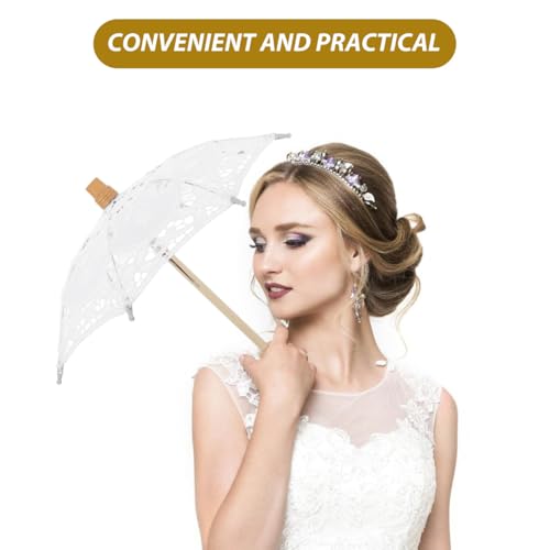 SOIMISS Wedding Lace Parasol Umbrella Vintage Embroidery Cotton Cloth Easy Open Close Handle Bridal Photo Props Lady Costume Accessory