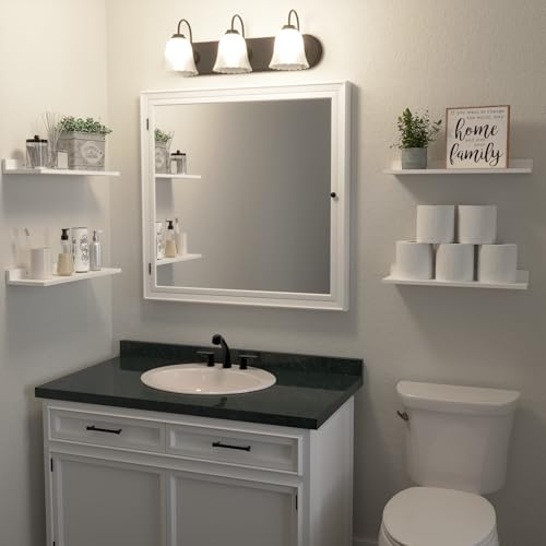 WOPITUES Floating Shelves, Wall Mounted Shelves for Room Decor, Modern Display Shelf for Bedroom, Sturdy Bathroom Storage Shelves, Book Shelves for Living Room, White Small Corner Shelves, Set of 4 - color: White
