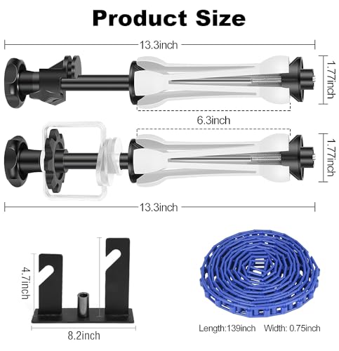 Photography Double Roller Wall Mounting Manual Background Support System, with 2 x Dual Purpose Double Hook, 4 x Expand Bar, 2 x Chain, Load Capacity: 22lb/10kg