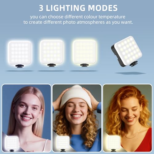 Zeadio Portable LED Pocket Light with Clip - Adjustable 3000K-7000K Color Temperature Camera Light, CRI95, Small Video Selfie Light for Tabletop Filming/Selfie/Cell Phone/Photography, Pack of 1 - color: LED, size: Pack of 1