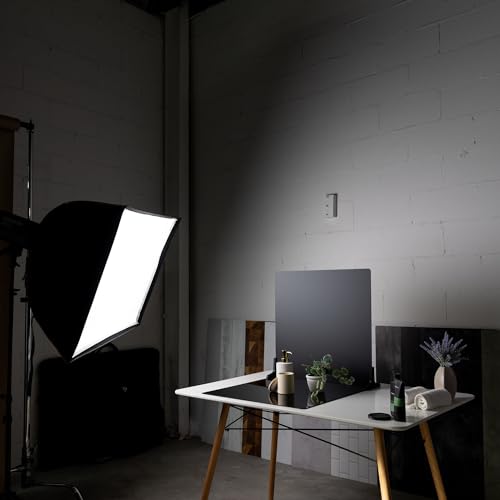 V-FLAT WORLD Duo Board Product Photography Backdrops - 2-Sided Background for Photography, Item & Food Photography Background - Includes 2 Legs & Mat - 24" x 24", Black Gloss/Black Matte, 008W - color: Black Gloss/Black Matte, size: 24 x 24 inches