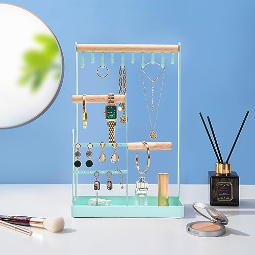 ProCase Cute Jewelry Stand, Aesthetic Jewelry Organizer for Dresser Vanity, Jewelry Holder Display for Necklaces Earrings, Gifts for Teen Girls Women, Bedroom Dorm Decor -Medium, Aqua - color: Aqua, size: 12.6" Height