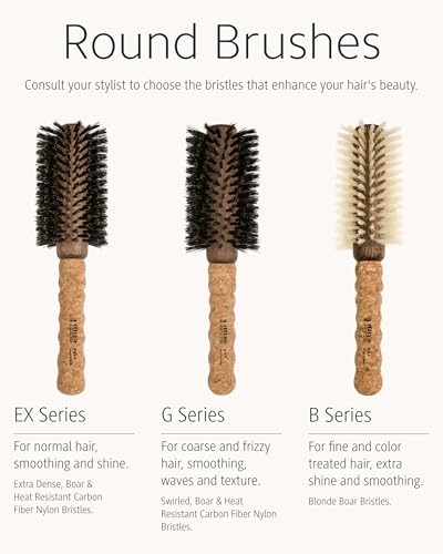 Ibiza Hair B8 Large Round Brush | 70mm Barrel for Volume & Smooth Finish | Blonde Boar Bristles Add Shine | Ideal for Fine or Curly Hair - size: B8, 70mm