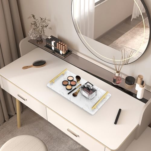 XZHXFX Guest Towel Holder Tray for Bathroom,Marble Slab with Handles -Napkin Holder for Kitchen - Bathroom Tray (Gold,Large) - color: Gold, size: 13" x 7.1" x 2"