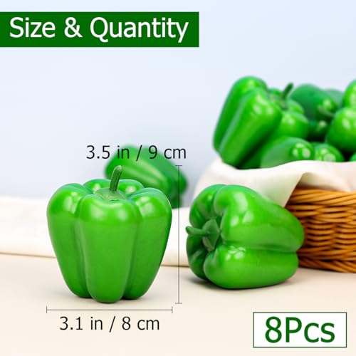 Gresorth 8pcs Artificial Big Bell Green Pepper Decoration Fake Vegetable Home Kitchen Cabinet Model - color: Green