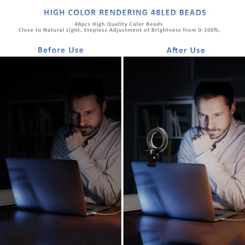 Cyezcor Video Conference Lighting Kit, Clip on Light Reading Lights, Ring Light, 360 ° Flexible Gooseneck Bed Night Light ,Computer Laptop Video Conferencing - size: 6 Inch