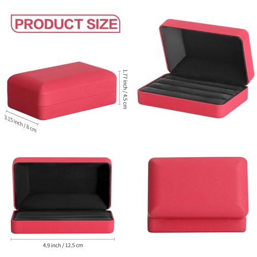 KUKUVR Velet Ring Storage Box for Multiple Rings, Travel Jewelry Ring Stud Earrings Holder Case, 3 Slot Portable Ring Display Organizer Case (Red) - color: Red
