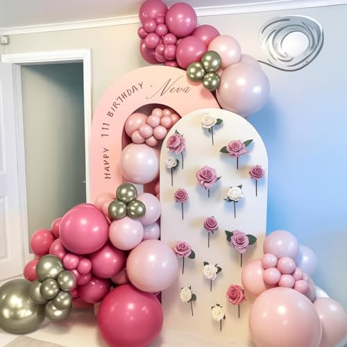 Double Stuffed Rose Balloon, 50 Packs 12 Inch Pearl Pale Pink Pearl White Balloon and Metallic Gold Balloons for Bridal Baby Shower Women Girls Birthday Wedding Party Decorations - color: Rose Pink White