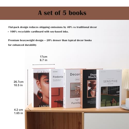 5 Pcs Fake Books for Decoration, Luyseyha Decorative Books for Coffee Table Decor, Room Decor Aesthetic, Faux Books Decor for Bookshelf, Shelf, Hollow Home Decor Books for Bedroom Room, Living Room - color: Brown