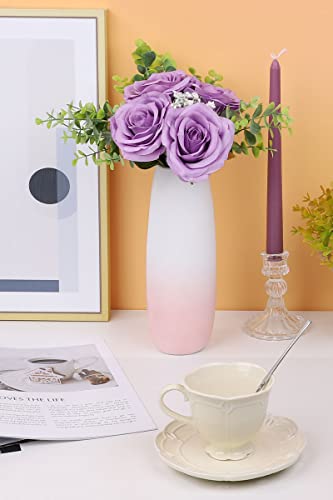 LVEFIT Artificial Rose Flower Lilac Flowers Lilac Roses Purple Rose Flowers Silk Flowers 12 pcs with Long Stem Silk Roses Bouquet for Wedding Bridal Shower Party Home Decoration - color: Lilac, size: 12pcs