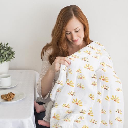 SwaddleDesigns Cotton Muslin Swaddle Blankets, Set of 4, Receiving Blanket for Newborn Babies, Baby Registry & Gift, 46x46 Inches, Watercolor Sunny Days - color: Watercolor Sunny Days