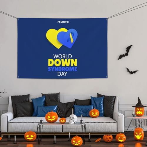 World Down Syndrome Awareness Day Backdrops 47 * 71 Inches Holiday Party Photography Background Indoor Outdoor Festival Photo Banner Booth Props Wall Decoration - color: Black