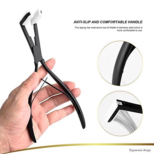 EHDIS Tape in Pliers Hair Extensions Pliers Stainless Steel Flat Surface Extensions Tape Sealing Clamp Pliers Tool (Type3)