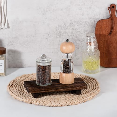 Bathroom Tray Farmhouse Decor Pedestal Stand Wood Riser Display Kitchen Accessories Soap Holder for Sink, Counter, Vanity, 8.7 * 3.6 Dark Brown - color: Drak Brown, size: 8.7" x 3.6" x 1.6"