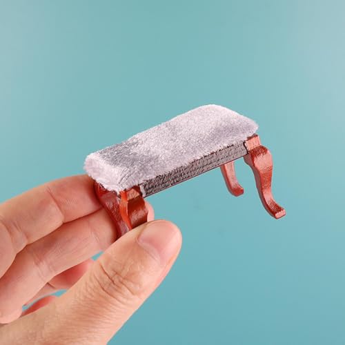 1/12 Vanity Desk with Stool Photo Props Decorative Pretend Makeup Vanity Table Toy for Handcraft Furnishings Micro Landscape