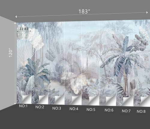 Tropical Botanical Wallpaper Woodland Forest Tree Bedroom Banana Leaf Plant murals Aesthetic Room Decor Living Room tv Background Large wall Mural - 183"x120" Not Peel and Stick - color: B029, size: 183" x 120"