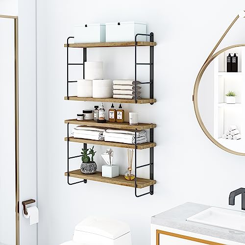 MXCSE Wall Shelves, Wall Mounted Bookshelves, DIY Floating Shelves for Wall, Wood Hanging Book Shelves for Room, Bedroom, Living Room, Easy Installation (Wooden, 50W x 17H) - color: Wooden