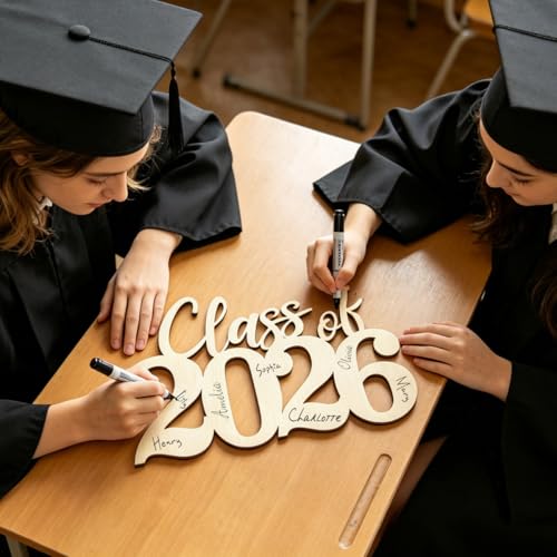 2026 Graduation Decorations Class of 2026 Wooden Sign 2026 Wood Cutout Ornament Graduation Photo Booth Prop Changing the Color by Yourself Wood Sign - color: Burlywood