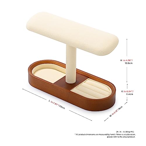 Oirlv Solid Wood Watch Stand T-bar Watch Holder Organizer for Men and Women Showcase Jewelry Display Stand Rings Earrings Necklace Storage(Creamy-whit) - color: Creamy White, size: Option 1 regular
