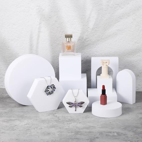 10 Pcs Geometric Cube Product Photography Props Set, Hard Foam Photography Background Props for Product Photo Shooting, White