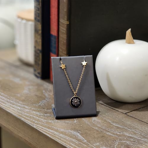 MOOCA 6 Pcs Steel Gray Faux Leather Earring Display Stand Necklace, Pendant Jewelry Organizer Display Holder for Earring, Pendant, Necklace Stand for Showcase, Steel Gray - color: Steel Grey Faux Leather