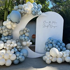 Double Stuffed Balloons Dusty Blue Different Size 115Pcs 5/10/12/18" Slate Dusty Blue Balloons Garland for Birthday Baby Shower Bridal Shower Gender Reveal Bear Neutral Theme Party - color: Slate Blue