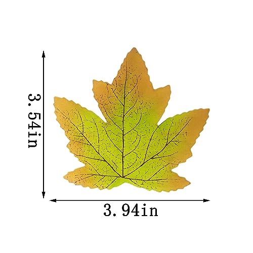 DIYOMR 100Pcs Simulated Maple Leaf, 3.9" x 3.5" Autumn Fall Artificial Leaves for Wedding Party Thanksgiving Decorations Table Room Home Decor Photography Props (Green) - color: Green