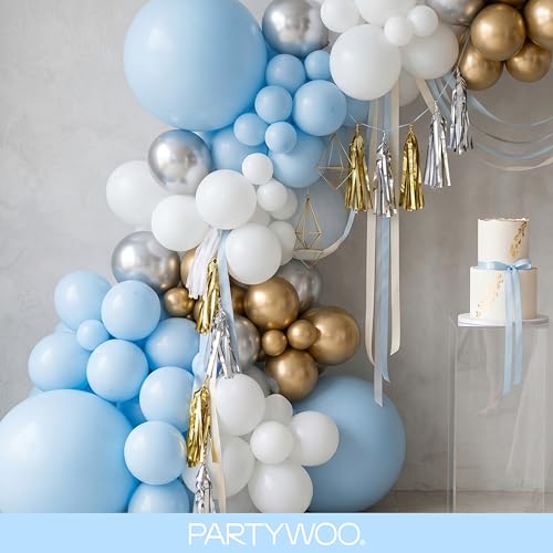 PartyWoo Baby Blue Balloons 120pcs Different Sizes of 18 12 10 5 Inch Light Pastel Sky Aqua Blue Balloon Arch Kit Garland for Graduation Baby Shower Gender Reveal Easter Party Decorations Blue-Q13 - color: Blue-q13
