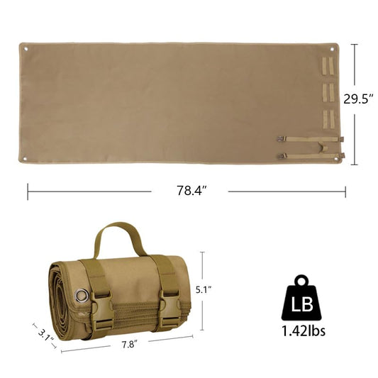 Outdoor Camping Tactical Training Shooting Mat Anti Slip Pad, Waterproof and Moisture-Proof Folding Mat Picnic Blanket Portable with Carry Strap - color: Khaki