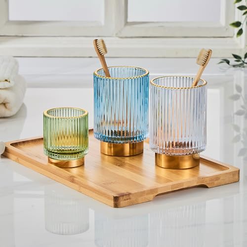 Makeup Brush Organizer, Toothbrush Holder, Desk Pen Pencil Holder, Multifunctional Vintage Glass Brush Cup (S/Green/A3-11-US) - color: Green, size: Small