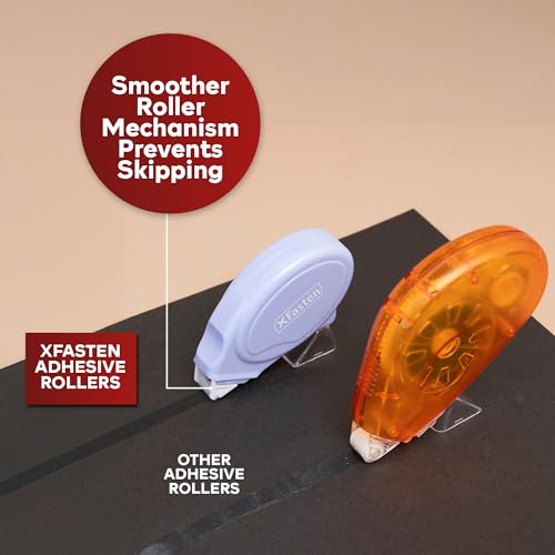 XFasten Glue Tape Roller for Scrapbooking 4-Pack Acid-Free Pastel Blue Double Sided Tape Roller for Crafts, Photos, Bullet and Junk Journaling Supplies - Scrapbook Adhesive Runner (0.3 in x 30 ft) - color: Pastel Blue