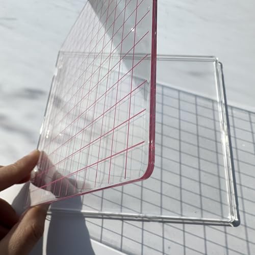 Acrylic Stamp Block with Grid 6.3”x6.3 Perfect Positioning Stamping Platform Clear Stamps Scrapbook Craft Stamping Tool for Card Making Scrapbooking Journaling and Other Paper Crafts-AT001