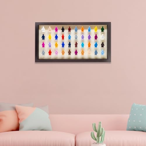 Figurine Display Case 10x20.125 Walnut Shadow Box for Miniature Figures 10x20.125 Walnut Wood Shadow Box with White Base to Display Up to 56 Block Figures - color: Walnut With White Backing, size: 10x20.125