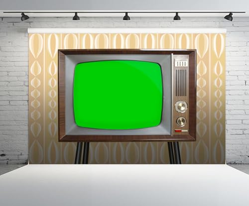 15x8ft Retro TV Backdrop Vintage Analog TV with Old Fashioned Wallpaper Background for Retro 50s 80s Party Decorations Nostalgic Photoshoot Props Wallpaper - size: 15x8FT