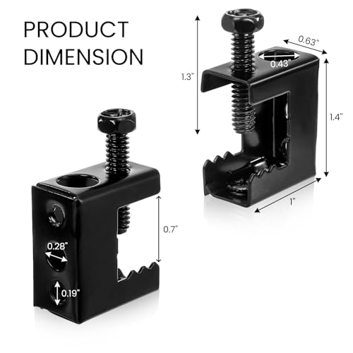 50 Pieces Beam Clamps, 1/4" x 20 Carbon Steel Safety C Clamps with Screws, Heavy Duty Small Thread Rod Clamp for Support J Hooks, Flange, Bridle Rings, Pipe Work