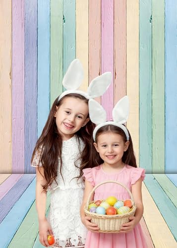 Colorful Wood Easter Backdrop 5x7FT Easter Pastel Rustic Texture Photography Background Spring Theme Party Backdrop Kids Adult Baby Shower Birthday Party Decorations Photo Props (60x84 inch) - size: 5x7FT: 60x84 inch