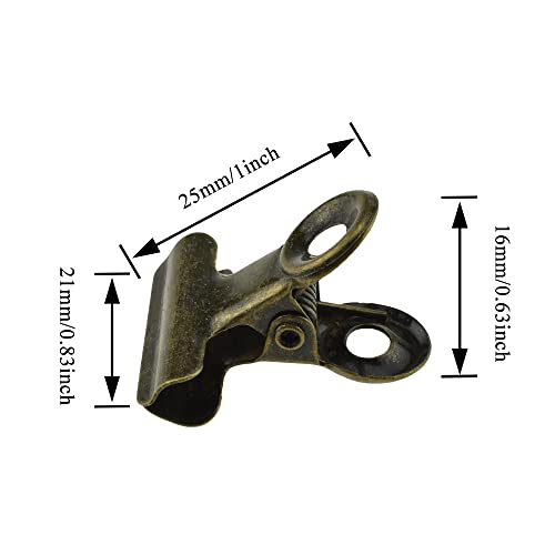 HAHIYO 0.87inch Brown Bulldog Clips Metal File Hinge Binder Clips Clamps Save Space Strong Spring Jaws Rock Solid Grip Book Lay Flat Deburred Edge for Hang Photos Wall Grid Dog Food 30PCS - size: Brown-0.87in-30P