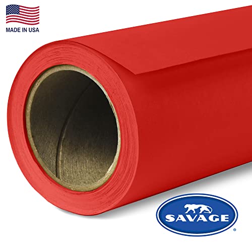Savage Seamless Paper Photography Backdrop - Color #8 Primary Red, Size 86 Inches Wide x 36 Feet Long, Backdrop for YouTube Videos, Streaming, Interviews and Portraits - Made in USA - size: 86 in x 36 ft