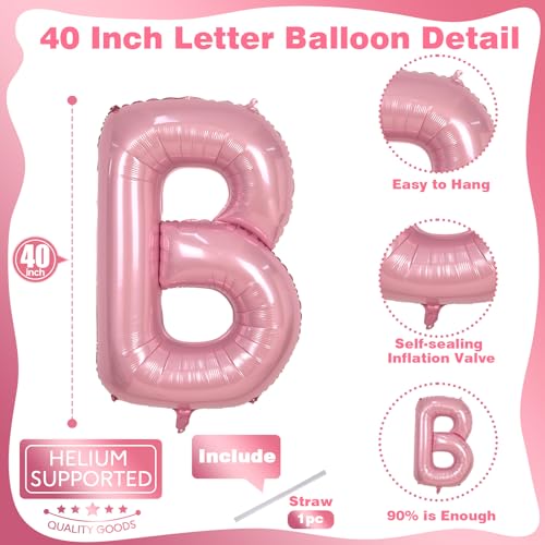40 Inch Pastel BABY Balloon for Girls Baby Shower, Large Light Pink Foil Balloons Letters, Pearl Pink Mylar Alphabet Balloon Banner Sign for Gender Reveal Backdrop Party Decorations - color: Pastel Pink - Baby