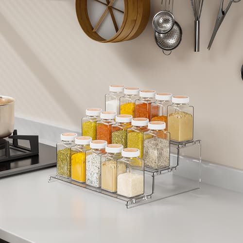 Yieach 3 Tier Acrylic Display Stands for Cupcake Stand,Dessert,Perfume Stand Organizer and Figurine Display Shelf,Tiered Clear Acrylic Display Risers for Cologne,Collection,Spice Rack,Perfume Display - color: Clear