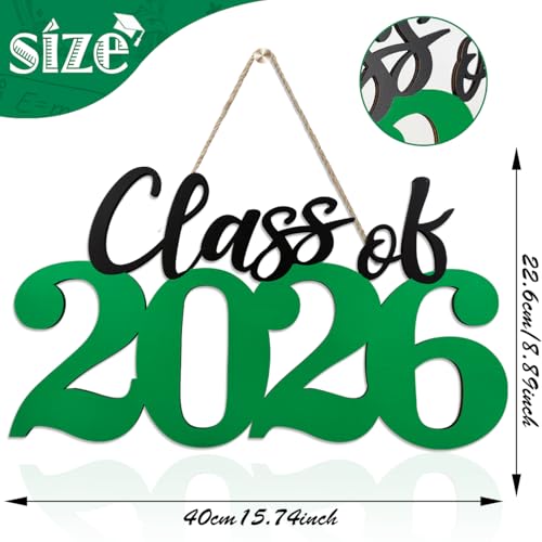 Class of 2026 Decorations Graduation Decorations 2026 Senior Photo Props Green Graduate Wooden Sign for Graduation Party Decorations - color: Green