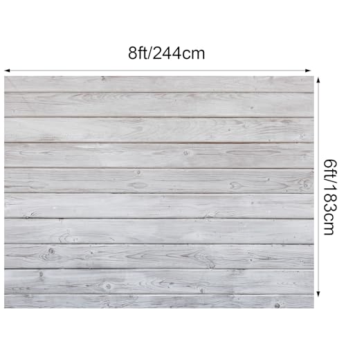 SmoothNovelty 8x6ft Vintage Wood Backdrop Retro White Gray Wooden Floor Rustic Backdrop Polyester Fabric Wood Background for Photography Adult Video Shoot Studio Prop