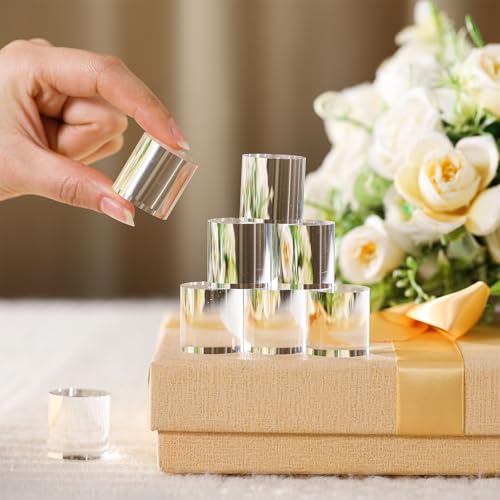 Remerry 8 Pcs Acrylic Round Blocks for Display Clear Polished Blocks Display Clear Acrylic Edge Polished Base Exhibition Riser for Table Showing Cosmetics Collectibles (1 x 1 x 1 Inches) - size: 1 X 1 X 1 Inches