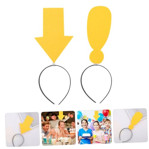 Uonlytech 2pcs Halloween Photo Booth Hairbands with Yellow Arrow and Exclamation Mark Headpieces, Silly Carnival Costume Accessories for Parties and Themed Events