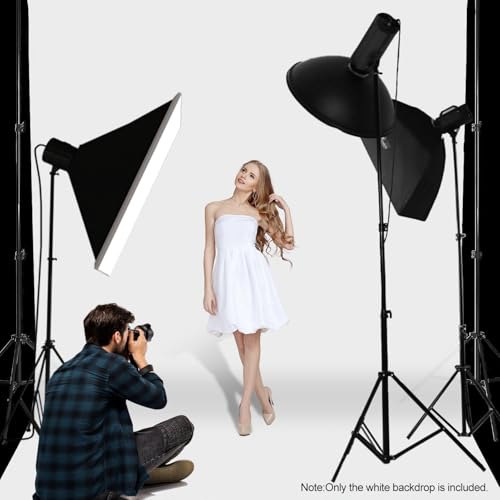 EMART 10x8.5 ft White Backdrop for Photography, Large Party Photo Background Curtain Drapes, Washable Polyester Fabric Back Drop Screen Sheet for Birthday Video Studio Portrait Photoshoot - color: White, size: 10x8.5ft