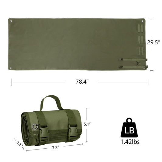 Outdoor Camping Tactical Training Shooting Mat Anti Slip Pad, Waterproof and Moisture-Proof Folding Mat Picnic Blanket Portable with Carry Strap - color: Army green