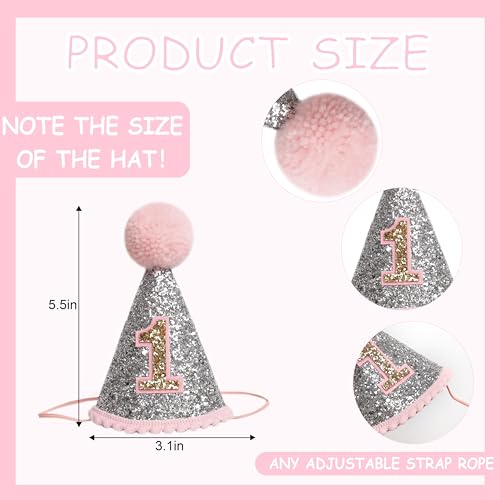 HGFC 1st Birthday Hat For Baby - Natural Boho First/1st Birthday Decorations, Boho First Birthday Crown,Cake Smash Photo Prop - color: Silver
