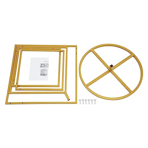 6.27FT Gold 4 Square Hoop Backdrop Stand, 4-Tier Detachable Wedding Metal Flower Arch Kit Frame for Photo Booth Background, Flower Display Background Decoration for Birthday Party (Square) - style: Square